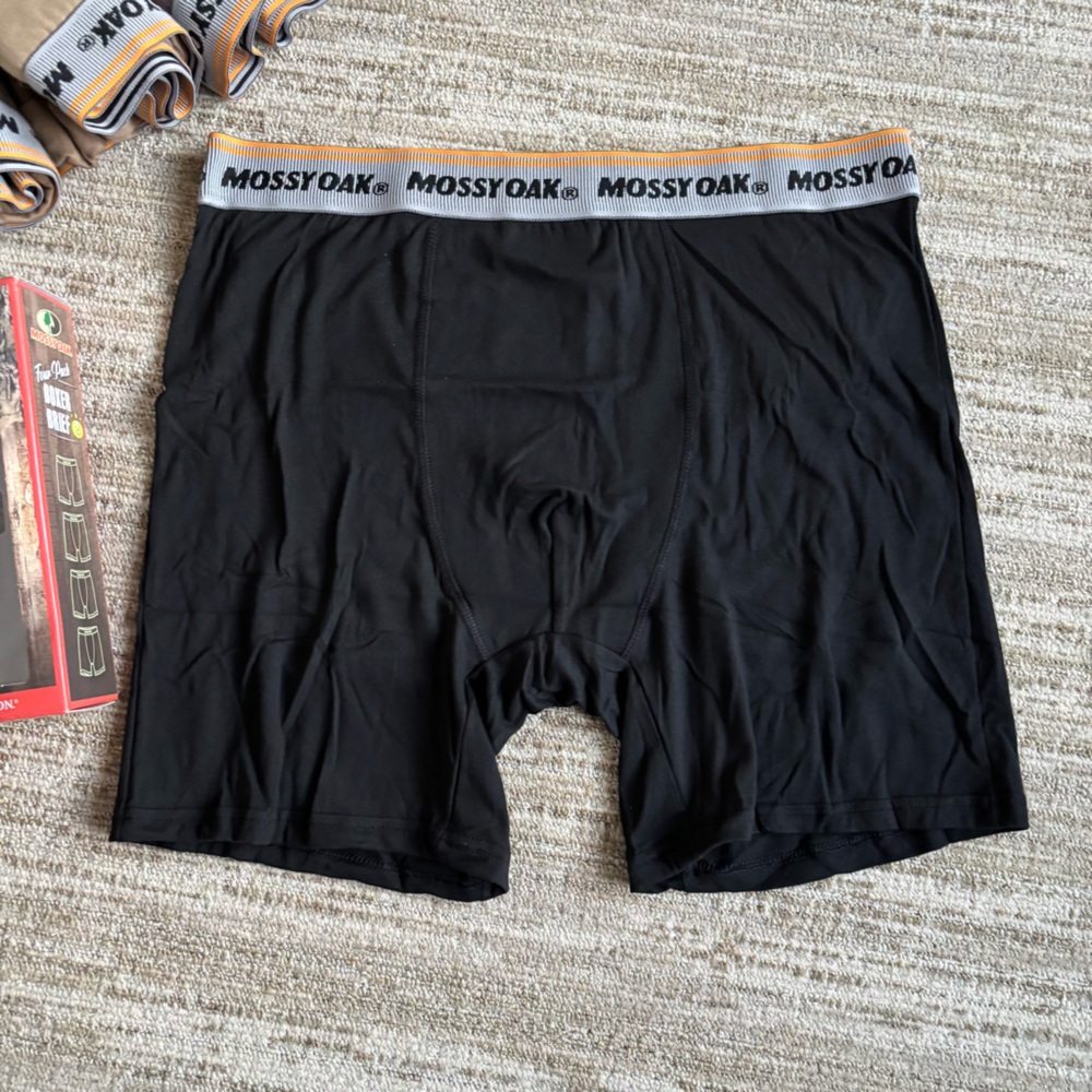 MOSSY OAK MENS NEW BLACK POLYESTER SPANDEX 6" INSEAM BOXER BRIEF LARGE (36-38)